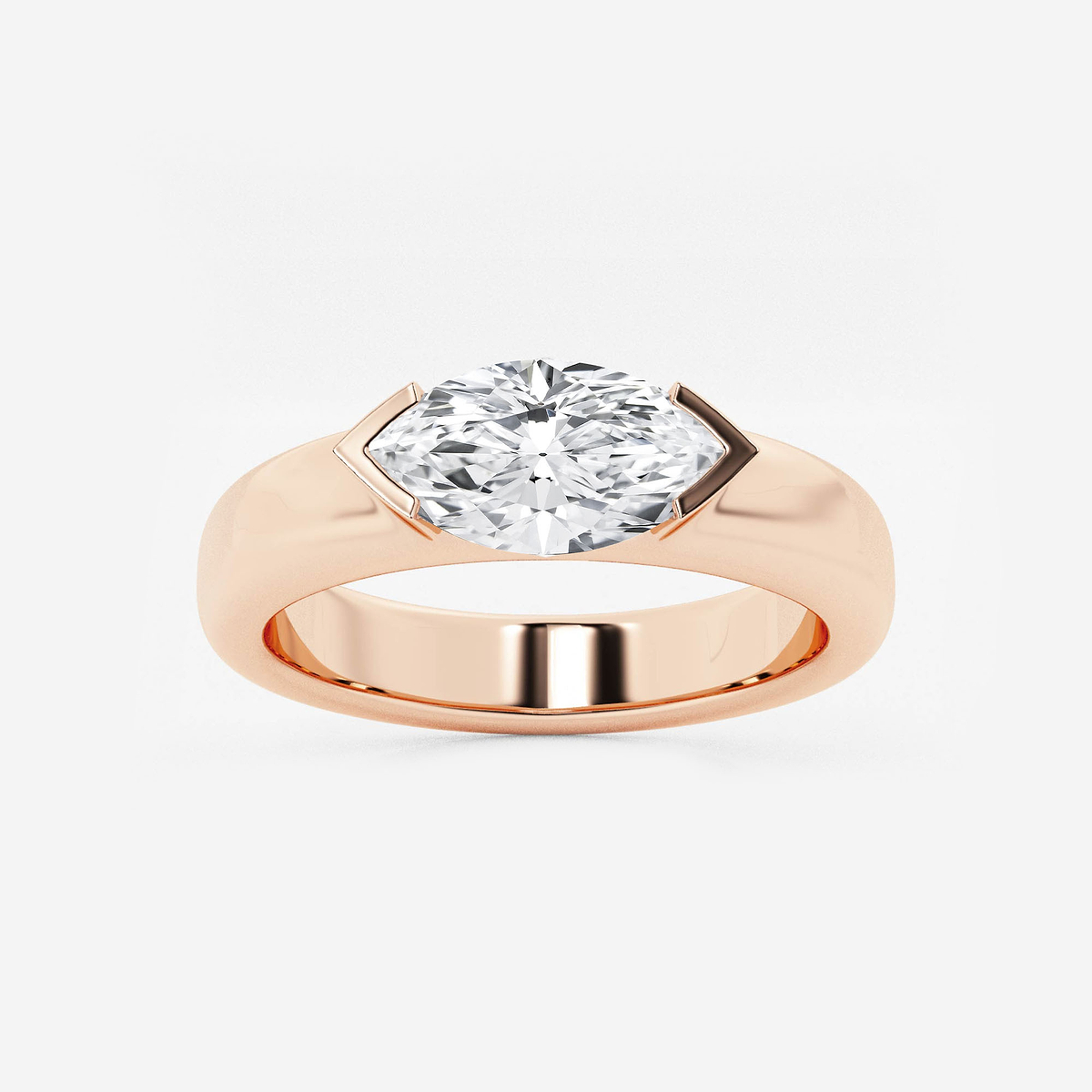 näas 1 ctw Marquise Lab Grown Diamond Half Bezel Stackable Ring